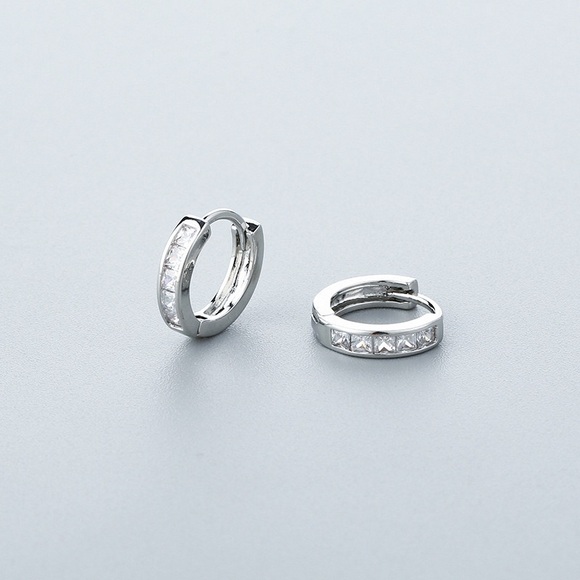 other Jewelry - CZ Small Silver Hoop Earrings for Women Men